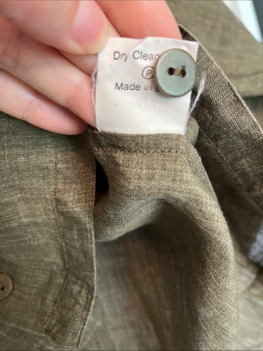 Shirin Guild Olive-Brown 100% Linen Button-Front Shirt - Picture 11 of 11